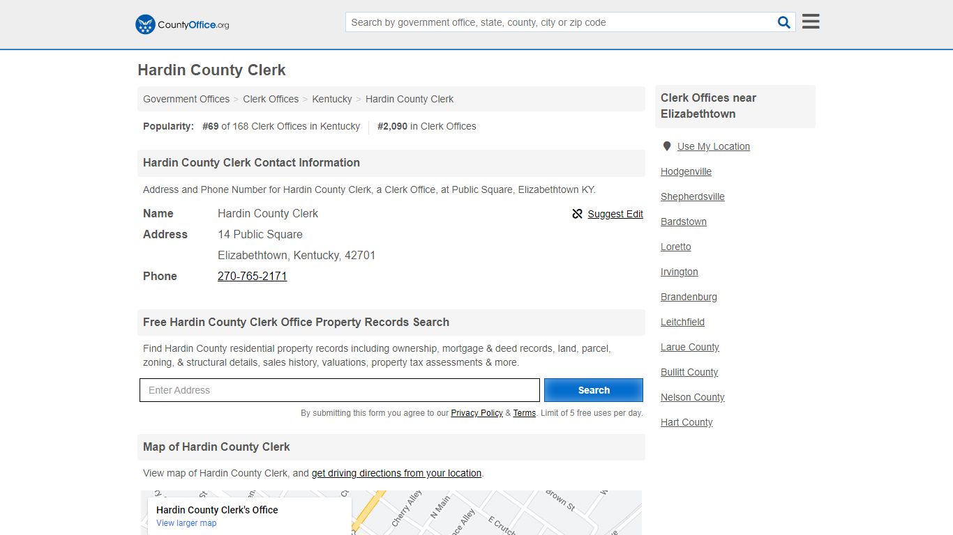Hardin County Clerk - Elizabethtown, KY (Address and Phone)